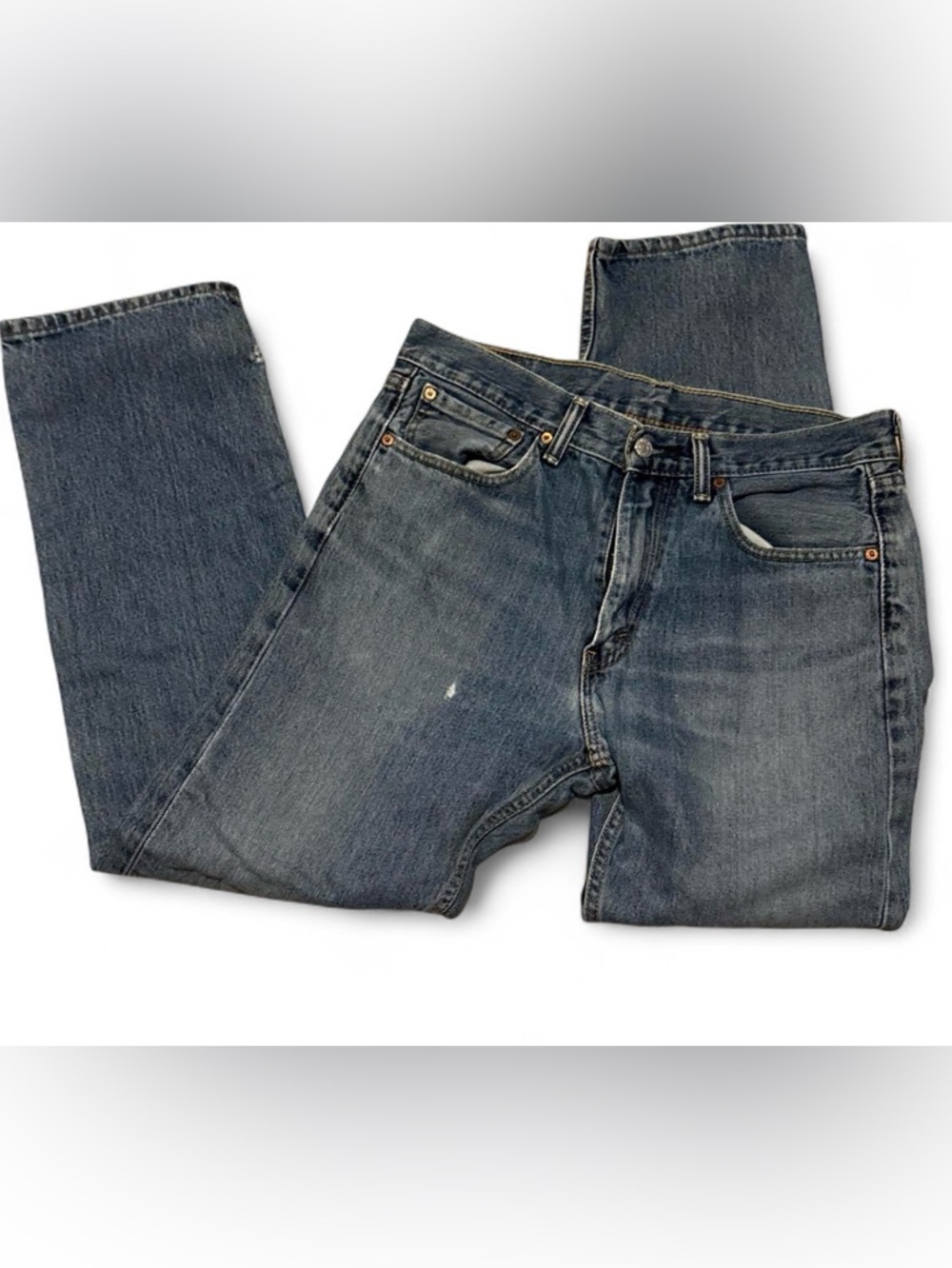 Levis 505 Jeans Mens 32x30 Tag Distressed Fade Blue Actual 34x28 Denim Straight